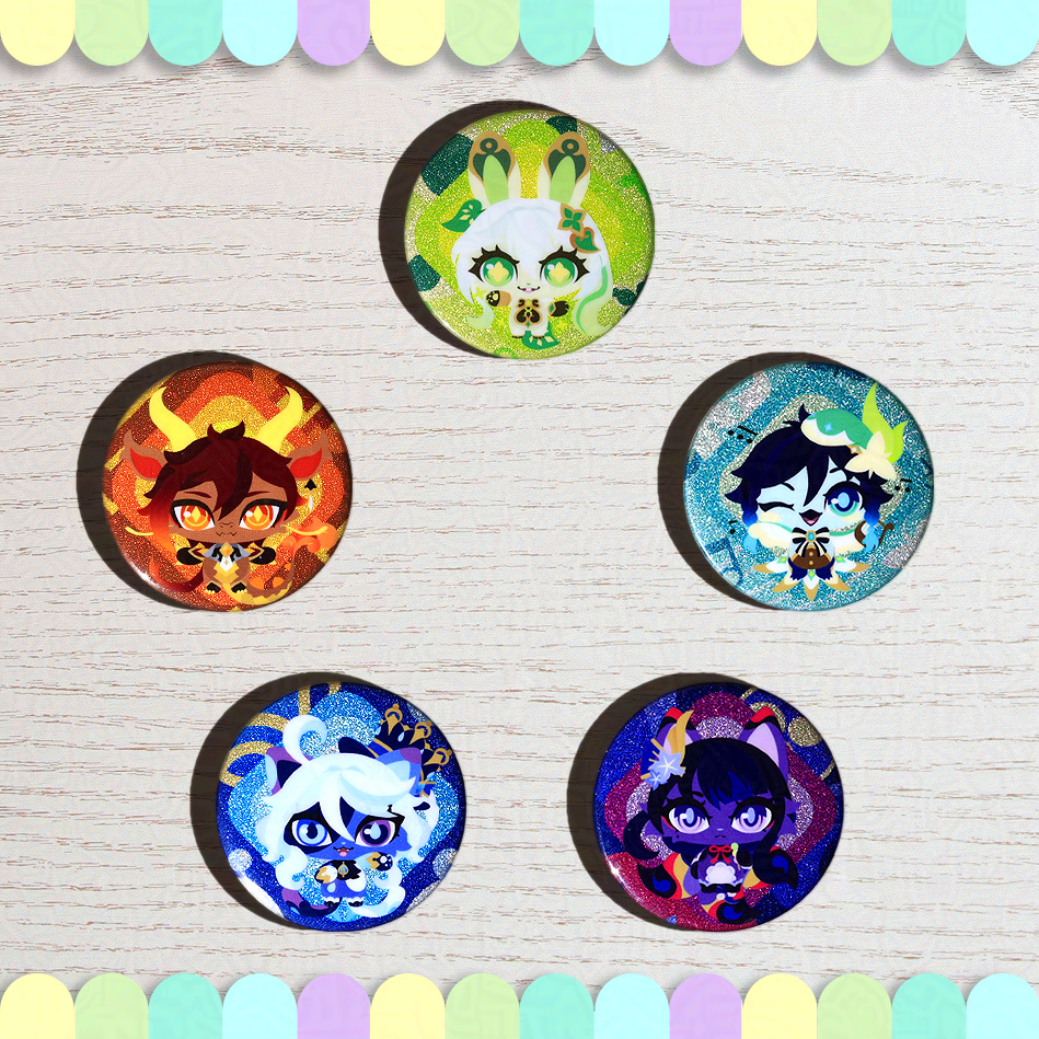 Genshin Animal Archons Glitter Badge