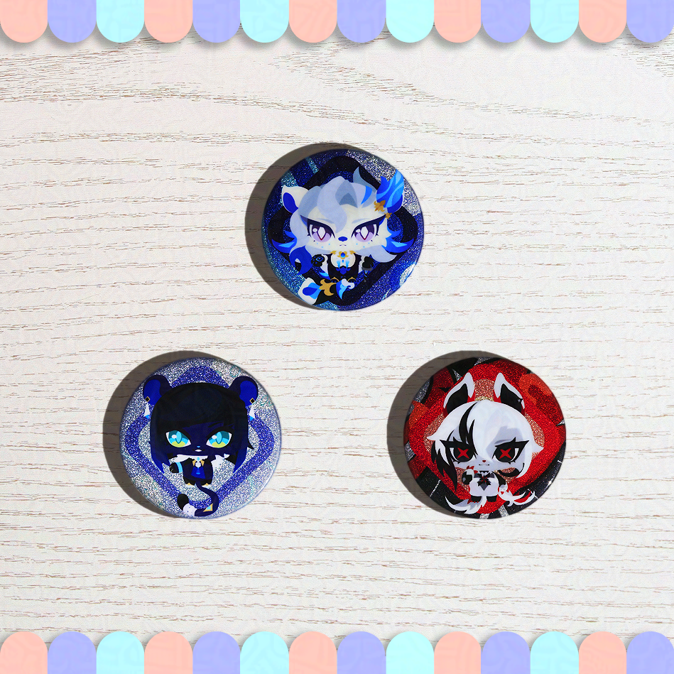 Genshin Animal Neuvillette Yelan Arlecchino Glitter Badge